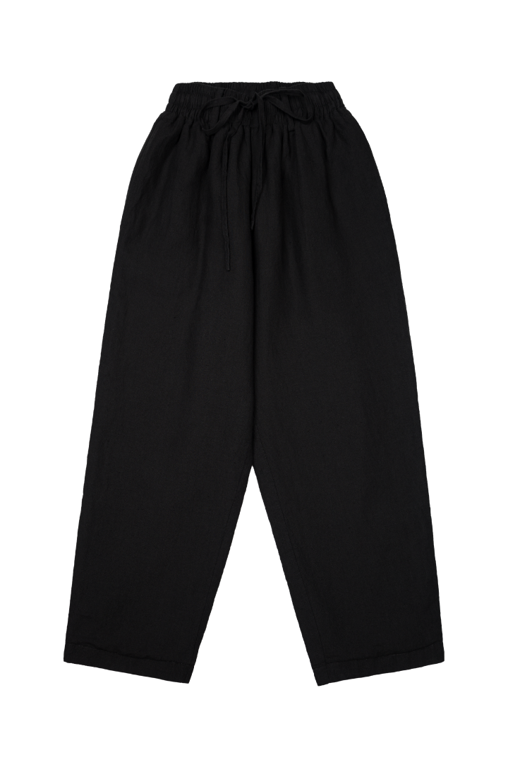 LINEN PULL ON TROUSERS_Black